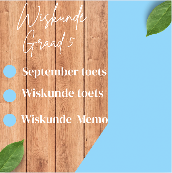 Wiskunde Graad 5 Toets September 2025 en Memo